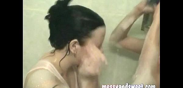  couple teen girls taking a bath